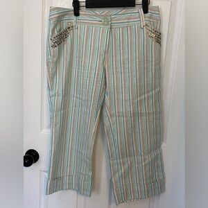 Absolu- France Women’s Linen/Cotton Striped Capris Sz42= US10